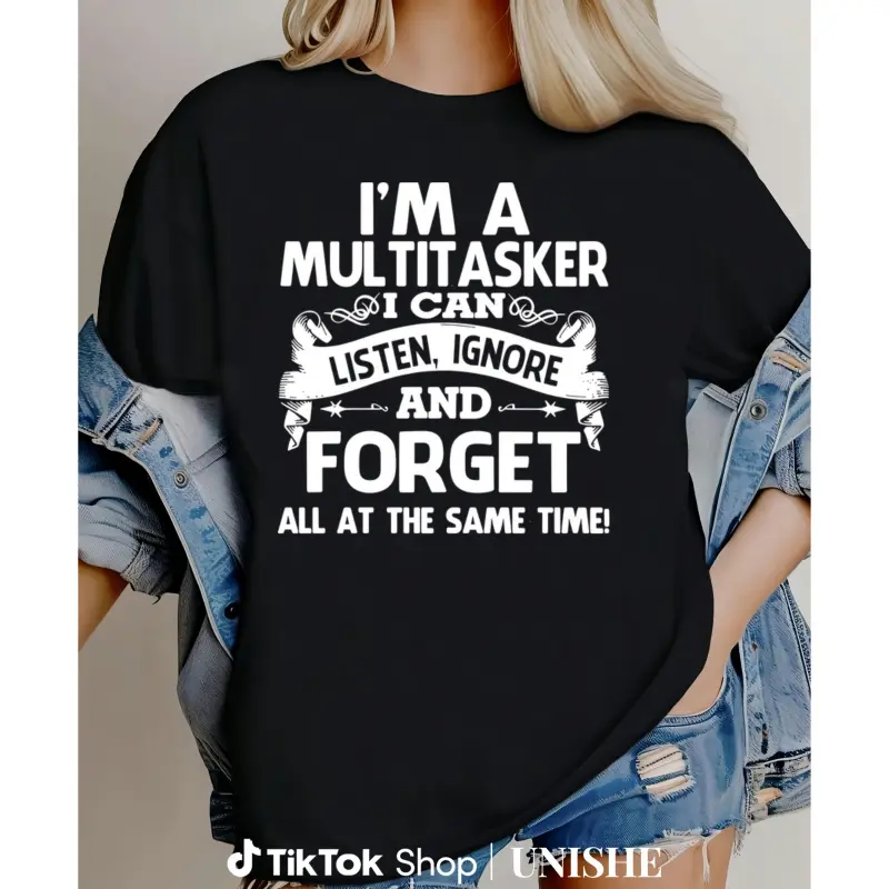 Men's Unisex Streetwear Cotton T-Shirt - 'I'M A MULTITASKER' Retro Multitasker Print Bold Graphic, Round Neck, Short Sleeve, Fitted Cut, Comfy, Soft, Breathable, Stylish Summer Menswear Top (S, 3XL, 4XL)