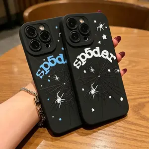 CaseMono Dark Spider Web Design TPU Protective Shockproof  pocket-friendly  Cellphone cover gift Casing Set, Soft Full Coverage Anti-Drop Mobile Phone Accessories for iPhone 17,16,15,14,13,12,11 Pro Max Plus,X,XS,XR,mini, Creative Gift for Couples