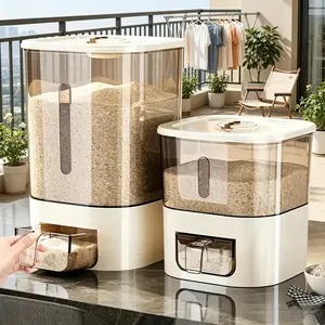 14/25LBS Rice Dispenser, Large Grain Container Storage with Lid Measuring Cylinder Household Cereal Dispenser Bucket for Kitchen Soybean Corn ,Grain Storage Bin