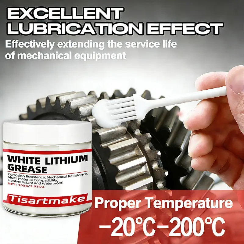 103g White Lithium Grease, High Temp Waterproof Anti-Rust Maintenance Grease for Car Bike Gears Bearings Hinges Door Tracks, Multi-Purpose Mechanical Care Grease
