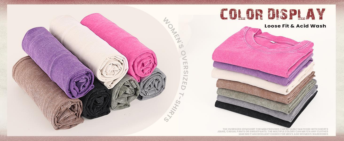 1/4 Pack Oversized Tshirts for Men Gym Vintage Heavyweight T Shirts Cotton Workout Acid Wash Baggy Tees Men's and women's T-shirts: Unisex cotton T-shirts: Unique gift T-shirts