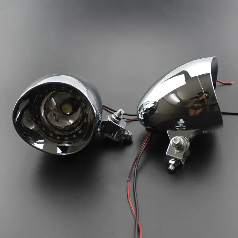 Universal 12V LED Spot Light Motorcycle Bullet Headlight Driver Fog Lamp Front Light for Dual Sport Bike Atv Scooter Offroad Motorcycle Led Spotlight