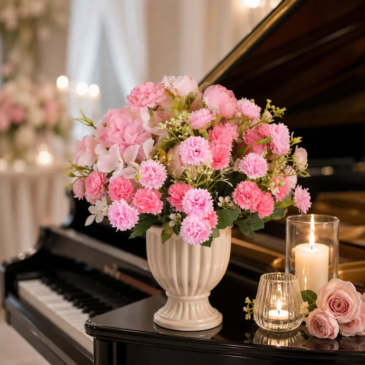 8pcs Mixed Floral Arrangement, Peony and Hydrangea with Eucalyptus Leaves, Ideal for Valentine's Day, Easter, Wedding Decor, Artificial Flowers Bouquet, Artificial Flower Arrangements