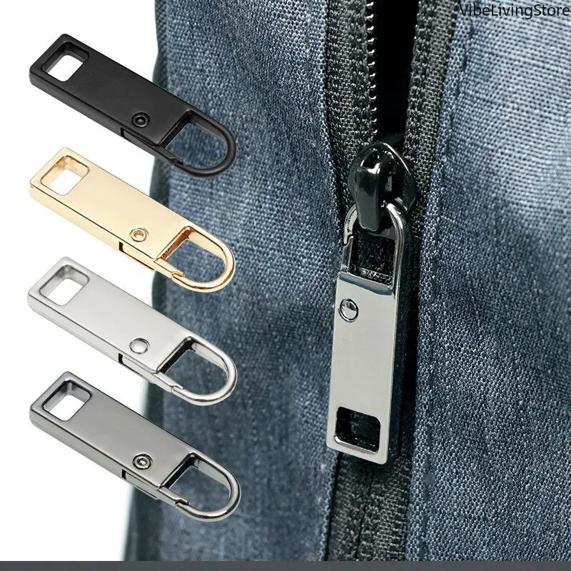 4 Pack Detachable Metal Zipper Pull Tabs, 4 Colors Removable Replacement Zipper Fix Accessories, Durable Zipper Repair Tool for Backpacks, Jeans, Bags, Luggage, Jackets & DIY Sewing Projects