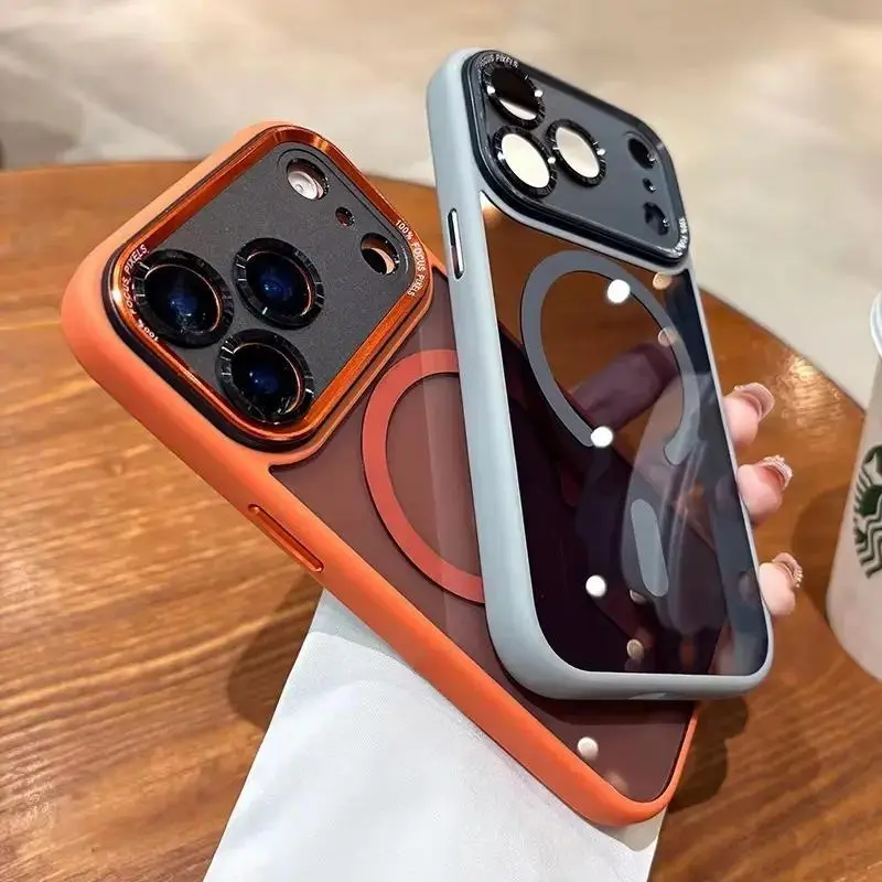 Luxury Magnetic Metal Bumper Protection Case for iPhone 17 16 15 14 13 12 11 Pro Max Plus 17 Air Wireless Charge Hard Cover, Phone Bumper Protection, iPhone Drop Protection, Compatible Case, Magnetic iPhone Cover, Sleek Magnetic Design