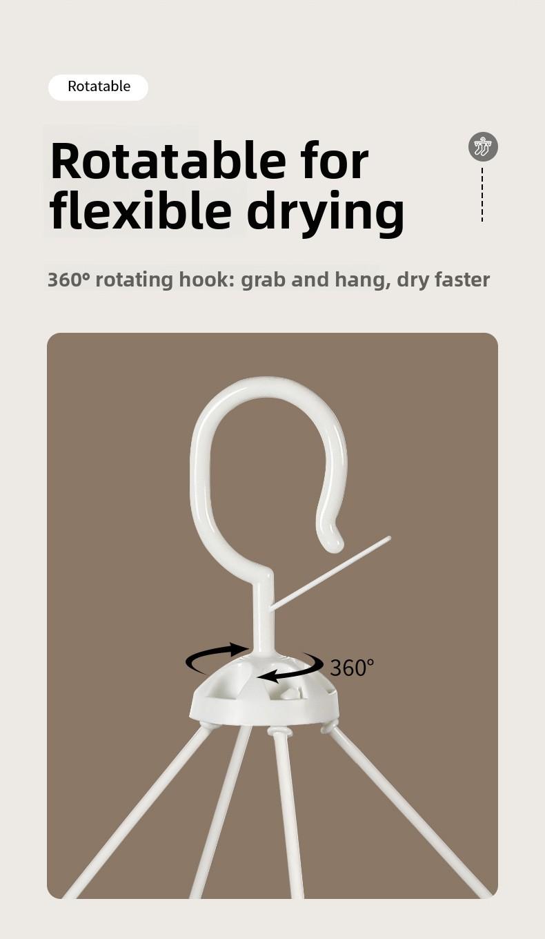 FaSoLa Household Folding Drying Rack, Multi-Clip Sock and Underwear Drying Tool, Multifunctional Windproof 2-in-1 Drying Rack