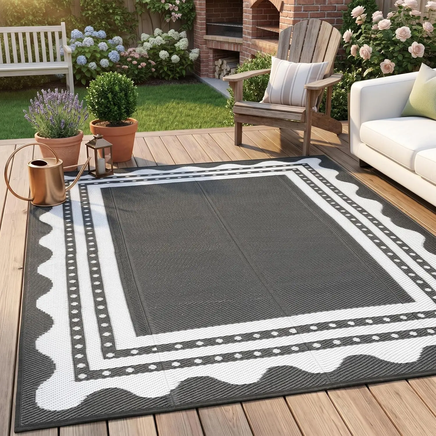 Gaomon Waterproof Sun Protection Outdoor Rug - 8x10ft/9x12ft Reversible Modern Plastic Straw Area Rug for Patio, Camping, Backyard