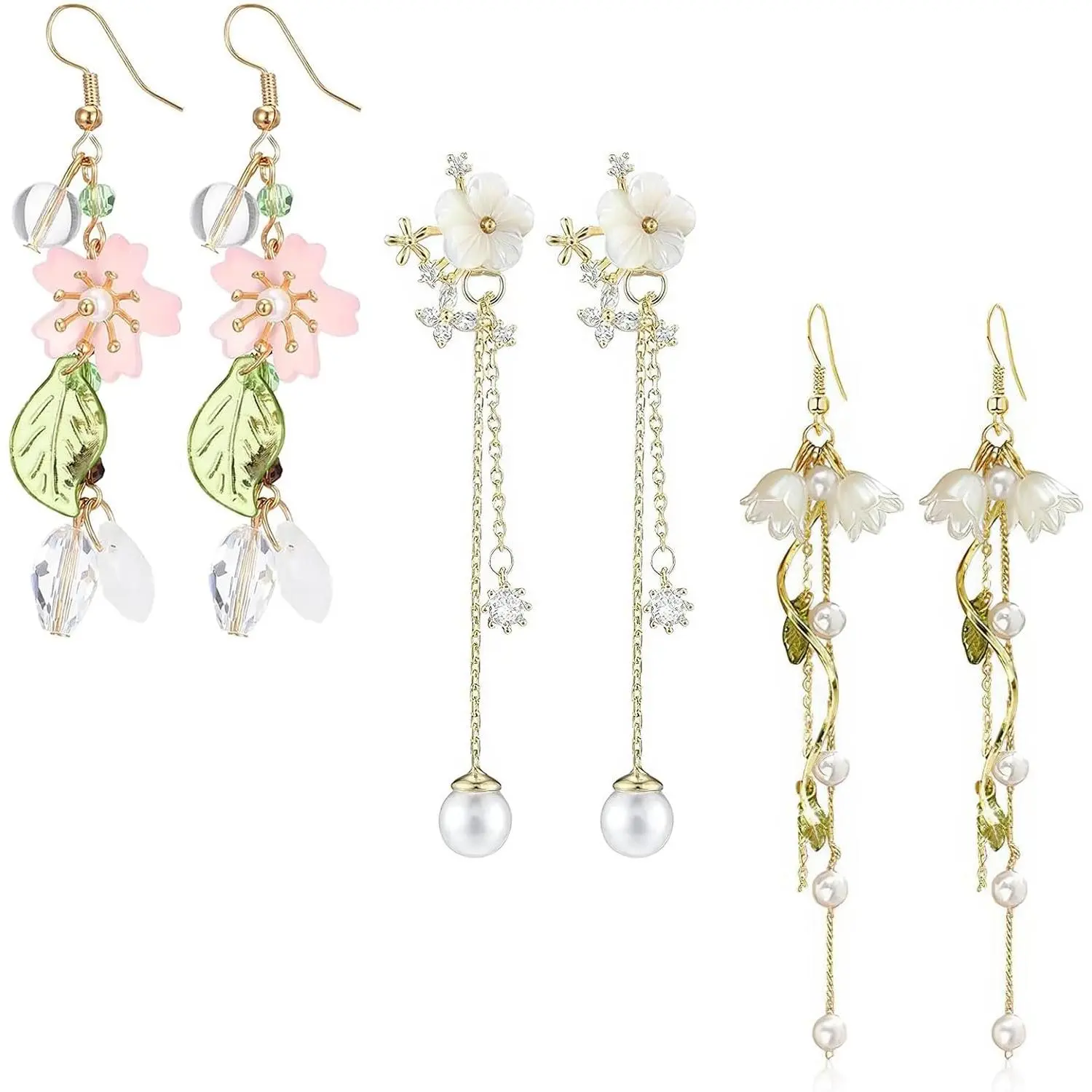 Fairy Earrings  for Women - 3 count Renaissance Accessories,  Fairycore Renfaire Fantasy Cottage Core Whimsiical Jewel