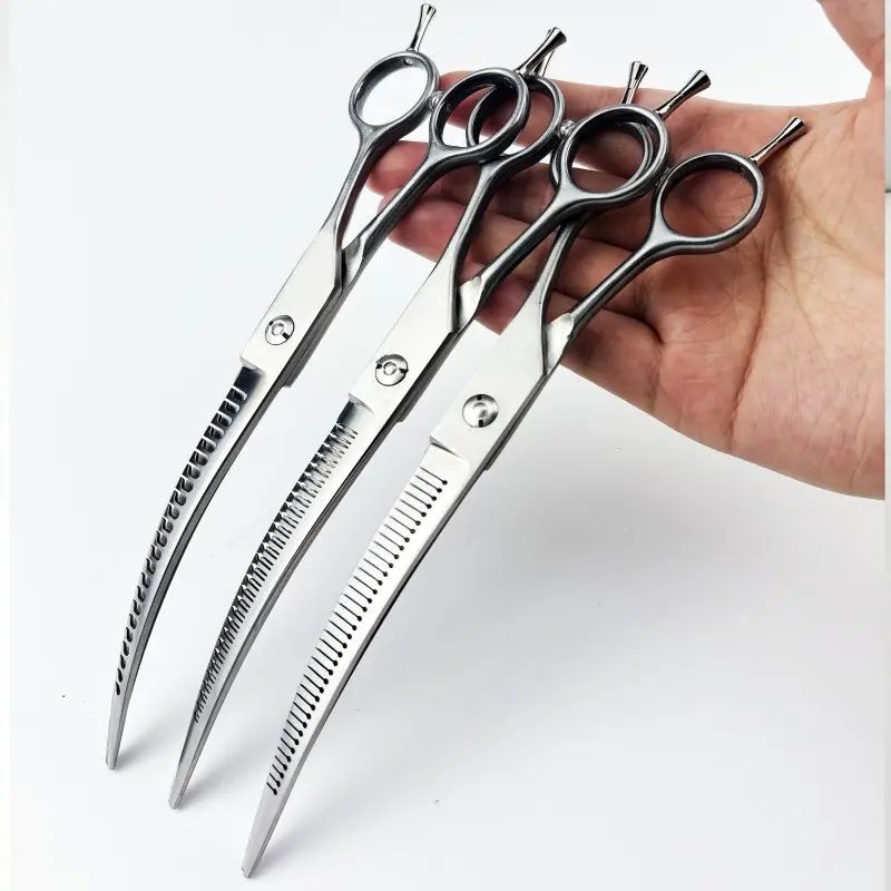 Wingsbro 8inch Dog Grooming Scissors, Curved Scissors for Dog Grooming Thinning Shears Pet Shears for Trimming Face and Paws