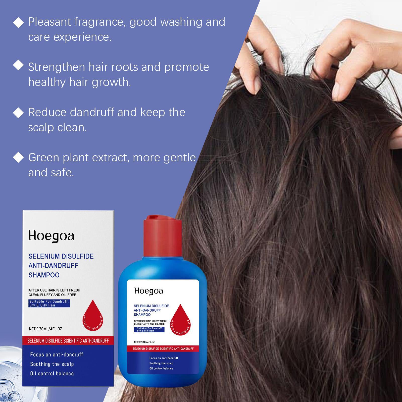 120ML X 2 Bundle Pack Selenium Disulfide HOEGOA Hair Care Shampoo: Anti-Dandruff Anti-Itch Oil Control Refreshing Scalp Cleanser Shampoo, Gentle Comfort Cleansing Conditioner Haircare 2 Bottle Bundle