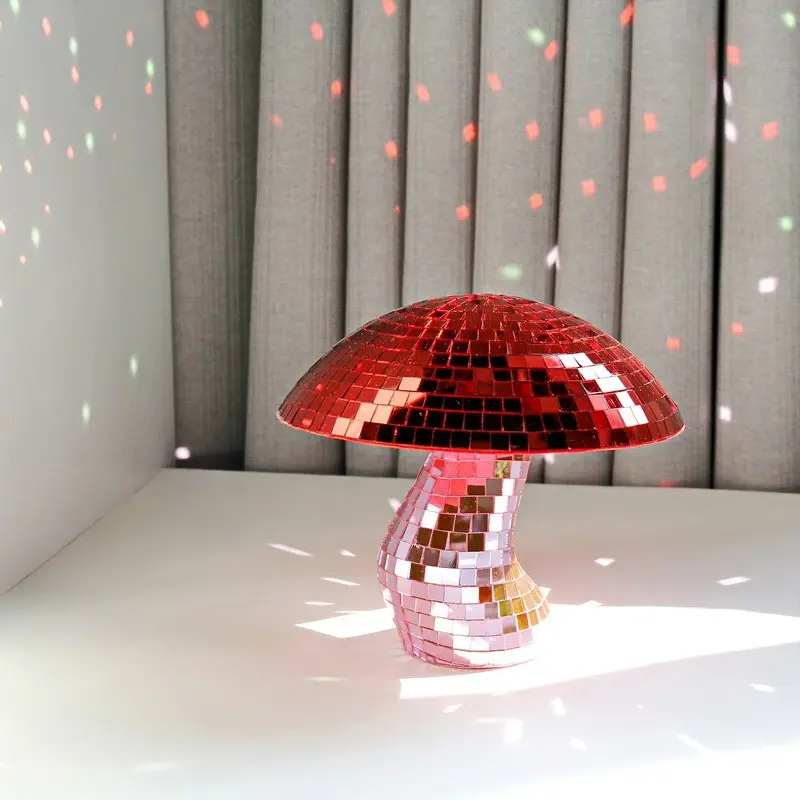 Mirror Glass Mushroom Disco Ball Decoration Ornament, Unique Home Decor Item, Perfect for Parties and Events, Eye-Catching Design