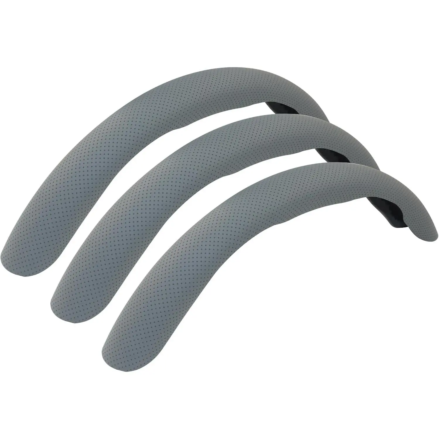 Nappa Leather Steering Wheel Cover, Grey, 15 Inch, 3 count | Snap , Anti-Slip,   Interior Accessories