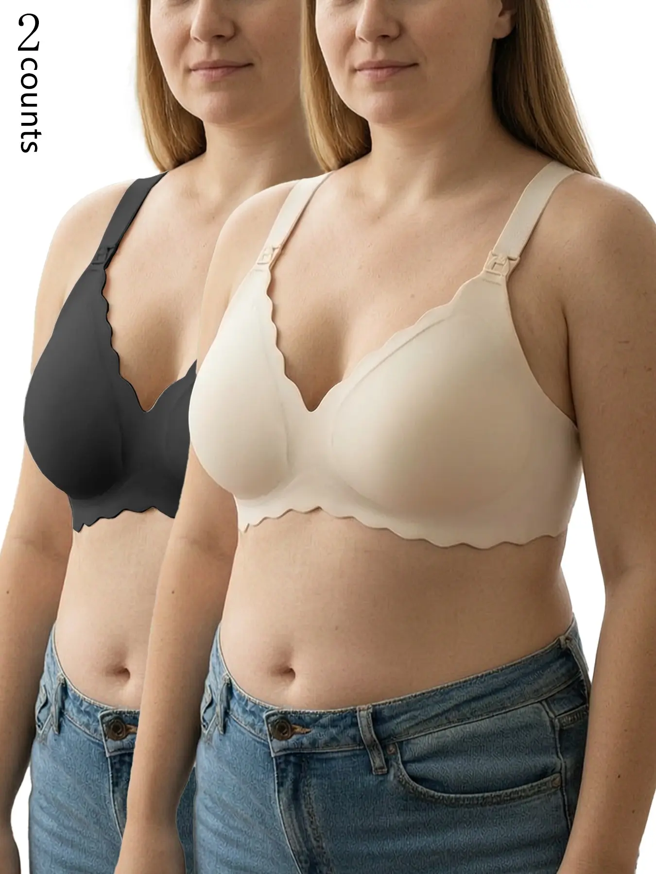 All-Day Comfortable Nursing Bra, Seamless Wireless Supportive Underwire-Free Bra, Sexy Wave Edge Prenatal Daily Wear Bra, Push-Up Bra