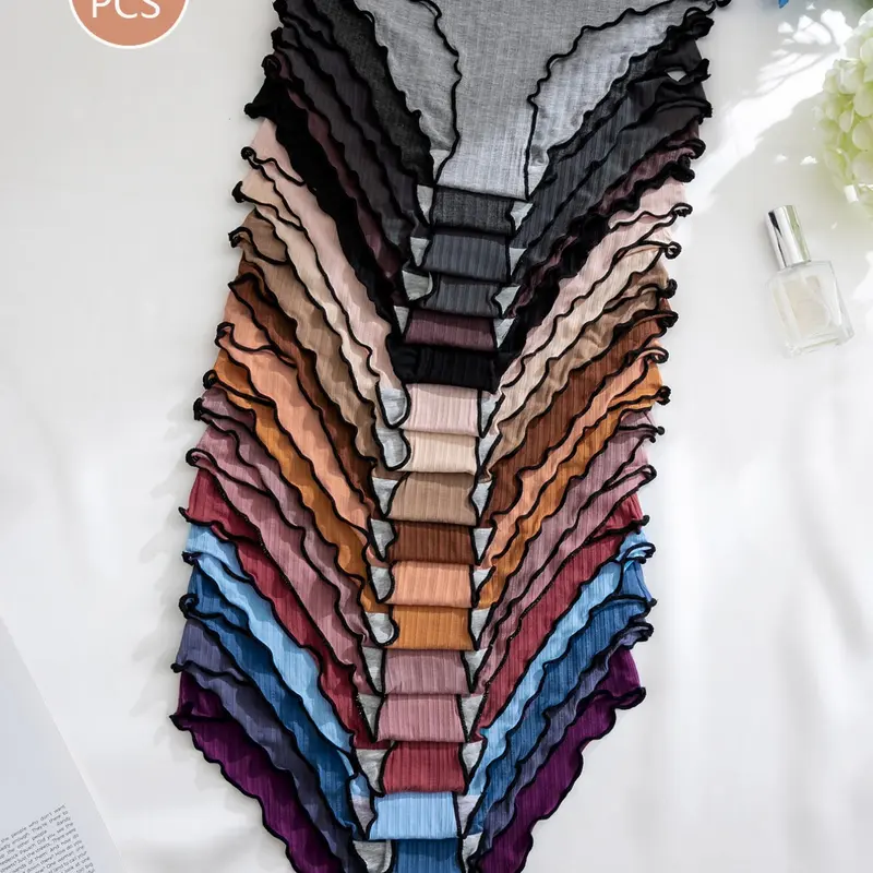 19 Pcs Pleated Colorblock Bow Low Waist Panties, Cute Comfortable Breathable Elastic Underwear, Simple Casual Style