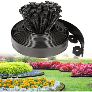 2 Inch Tall 33 FT Garden Edging Kit with 45pcs Spikes, Plastic Edging for Landscaping