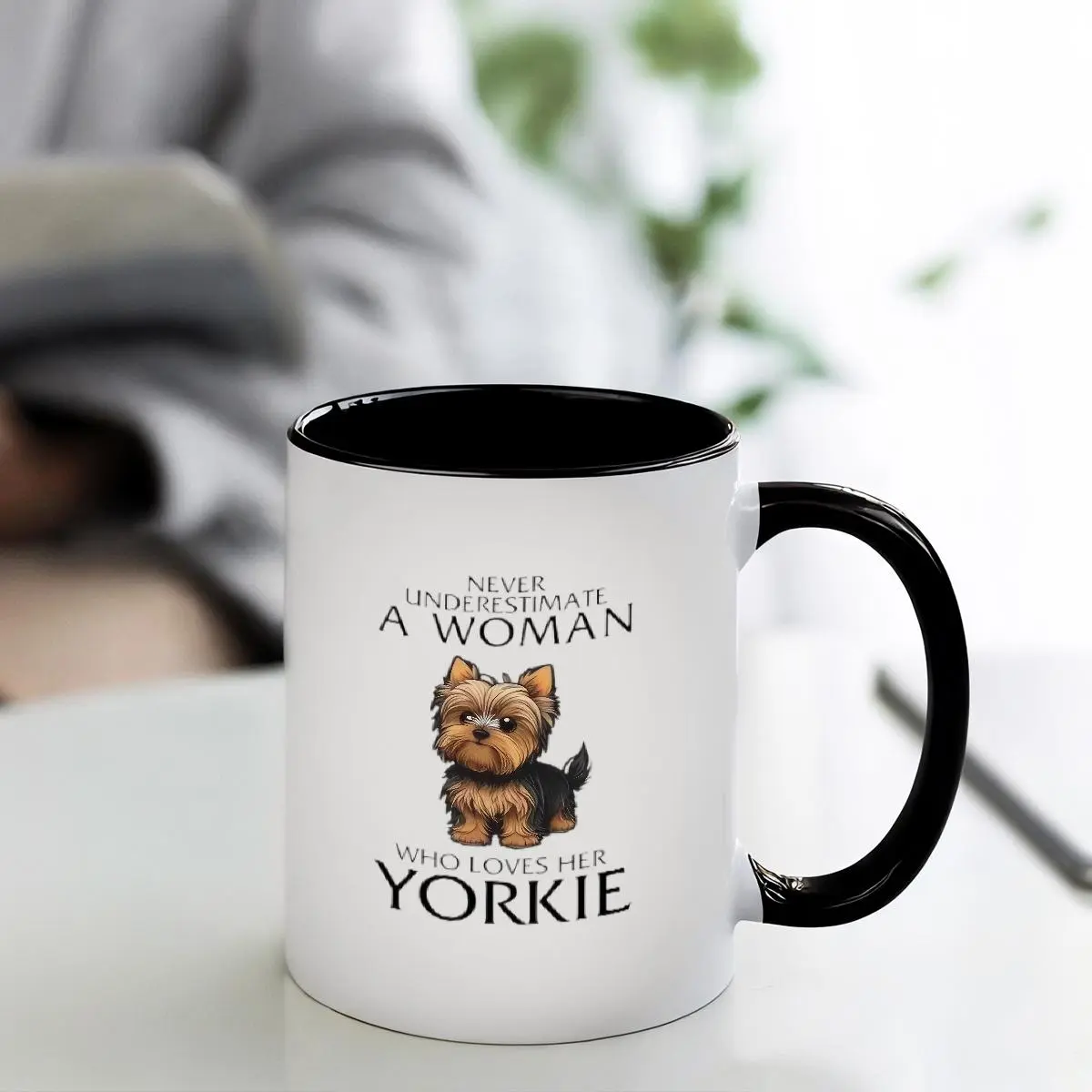 Yorkie Dog Lover's Ceramic Coffee Mug - 11oz Black & White Tea/Cocoa Cup with Yorkie Owner Quote, Hand/Machine Washable, Perfect Gift for Women & Pet Owners, Yorkie-Themed Kitchenware for Hot/Cold Drinks