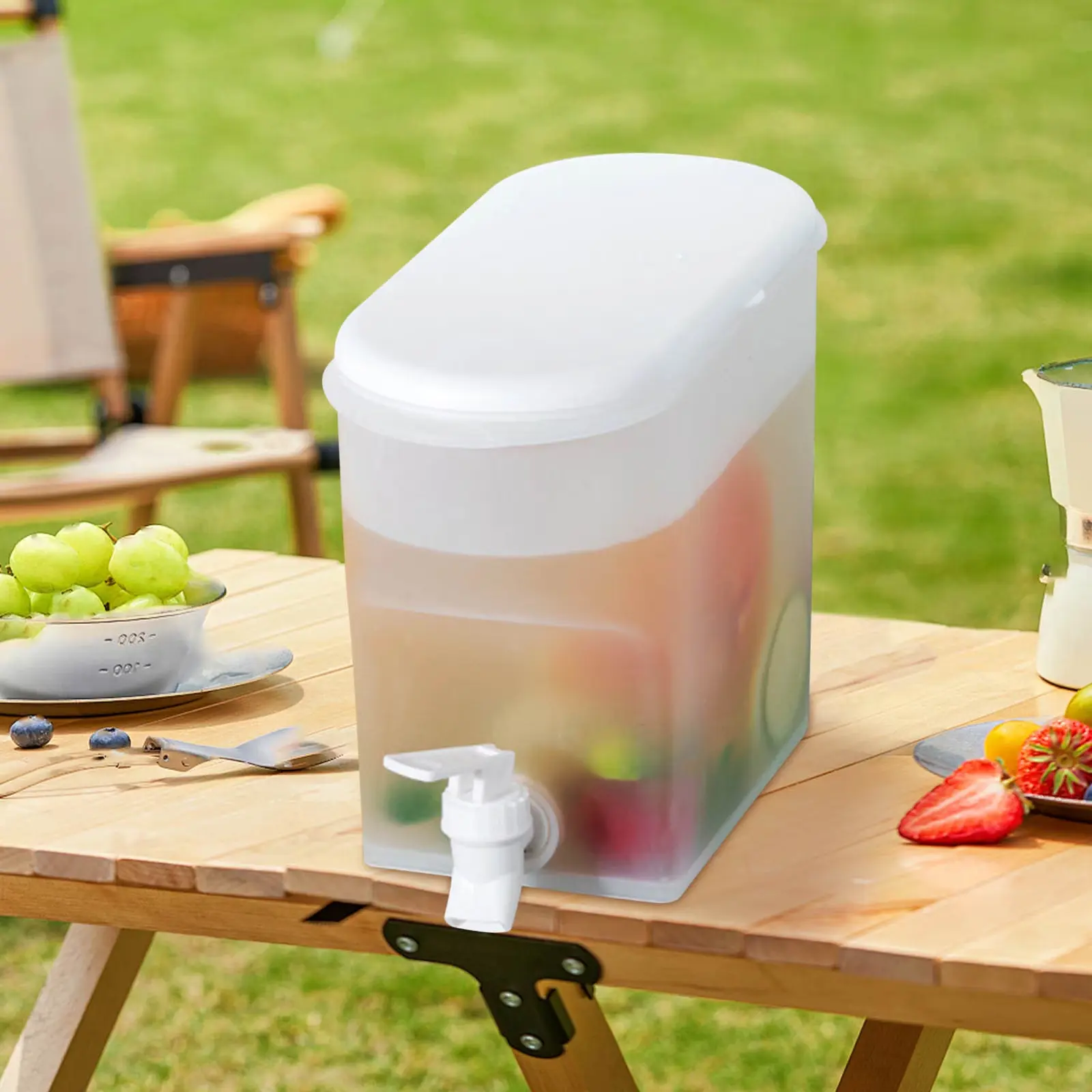 1PCS Plastic Beverage Dispenser with Spout – Large Volume Cold Water Kettle with Tap for Refrigerator, Fruit Infuser Pitcher, Lemonade Container, Home Essentials, Perfect for Parties, Family Gatherings & Daily Hydration