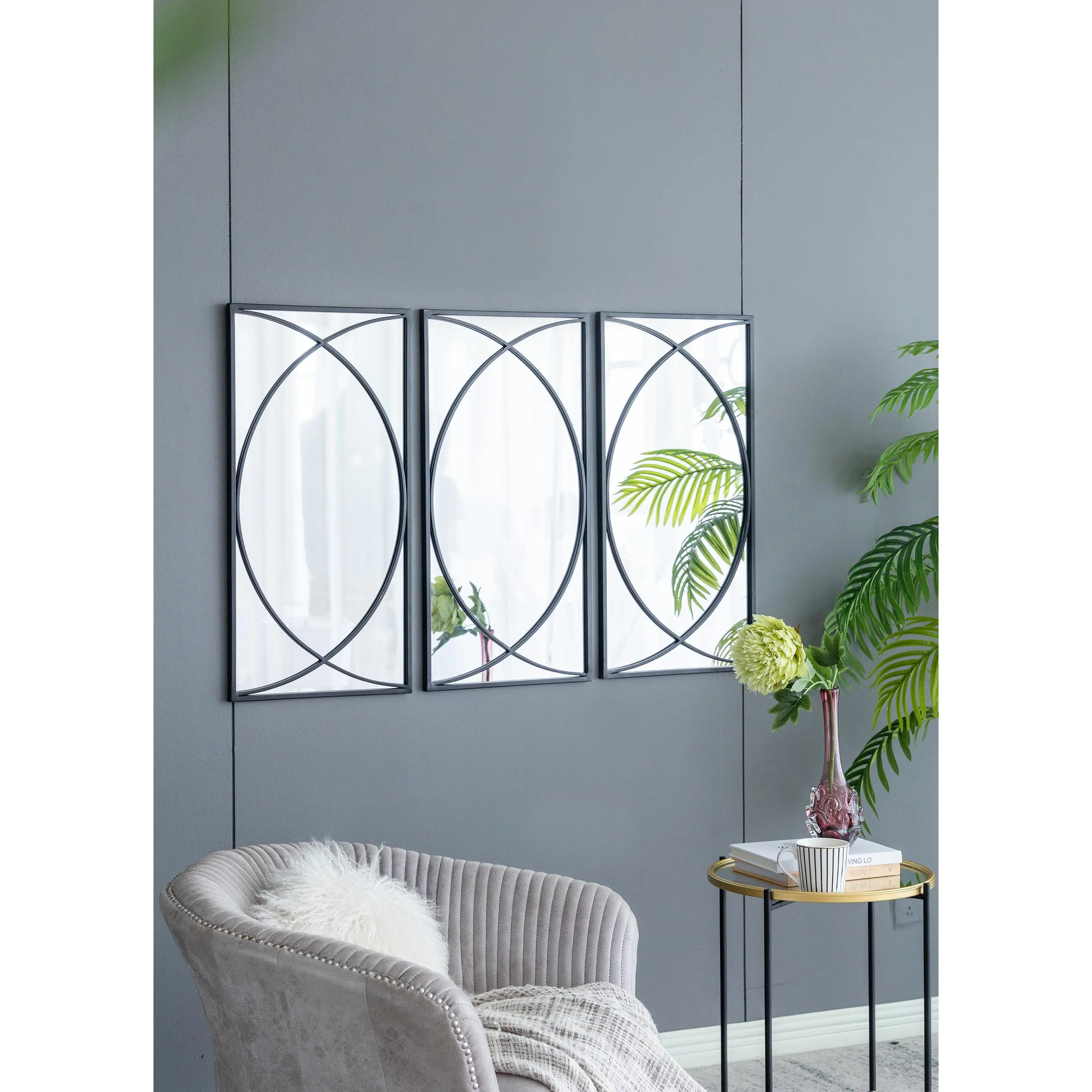 32 In Large Size Rectangle Wall-Mount Entryway Mirror, Black Frame Modern Minimalist Decor for Living Room, Bedroom, Easy-to-Hang Home Supplies Furniture, 1 Pack