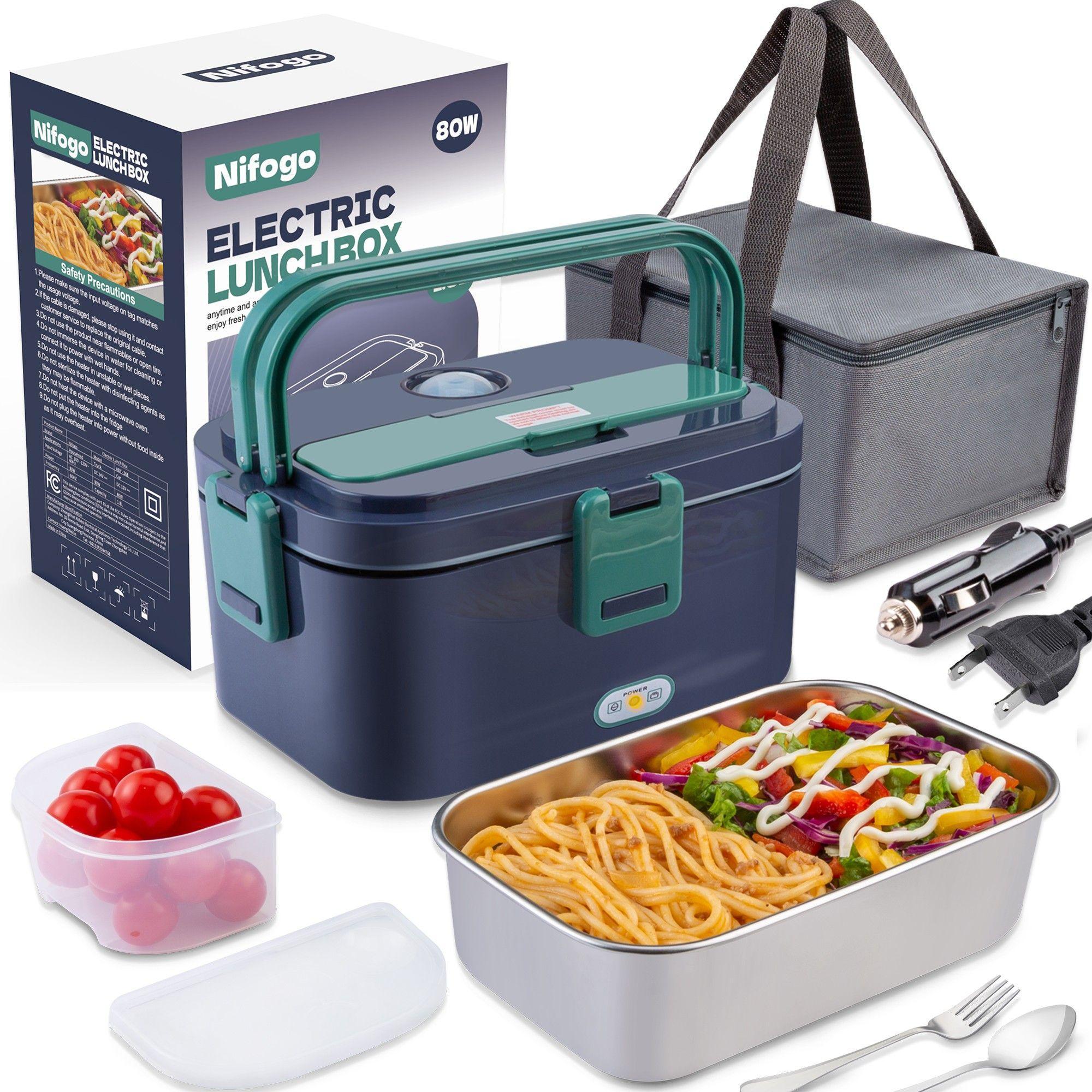 Nifogo Black Friday Electric Lunch Box Portable Food Heater for Adults 110V/12V/24V 1.8L 304 Stainless Steel with Fork Spoon & Bag Tableware Classic Black Nifogo Black Friday Electric Lunch Box Portable Food Heater for Adults 110V/12V/24V 1.8L 304 Stainless Steel with Fork Spoon & Bag Tableware Classic Black