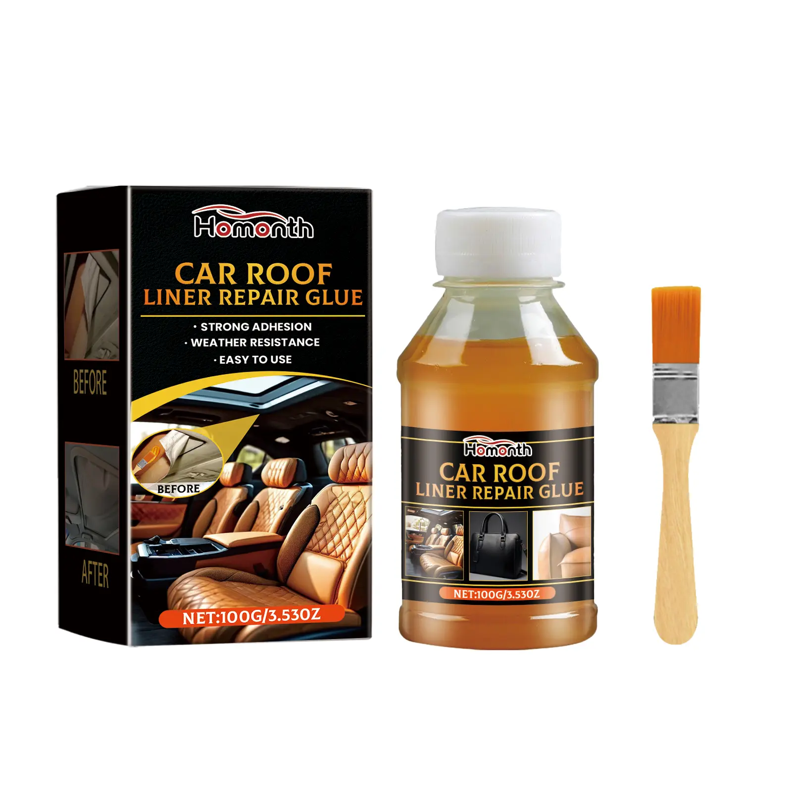 Homonth Car Roof Liner Adhesive - Fast Drying, High Temp Res., Strong Adhesion, High Temperature Resistant, Non-Trace Automotive Car Body Repair Glue