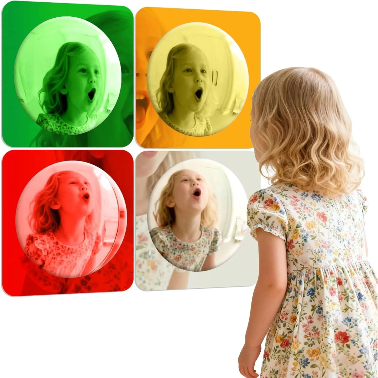 4 Pieces Sensory Wall Mirror, Scandinavian Natural Decor Acrylic Bubble Mirror, Bohemian Wall Decoration Sensory Toys Interior Design for Classroom Home Living Room Bedroom(10 x 10 Inch)