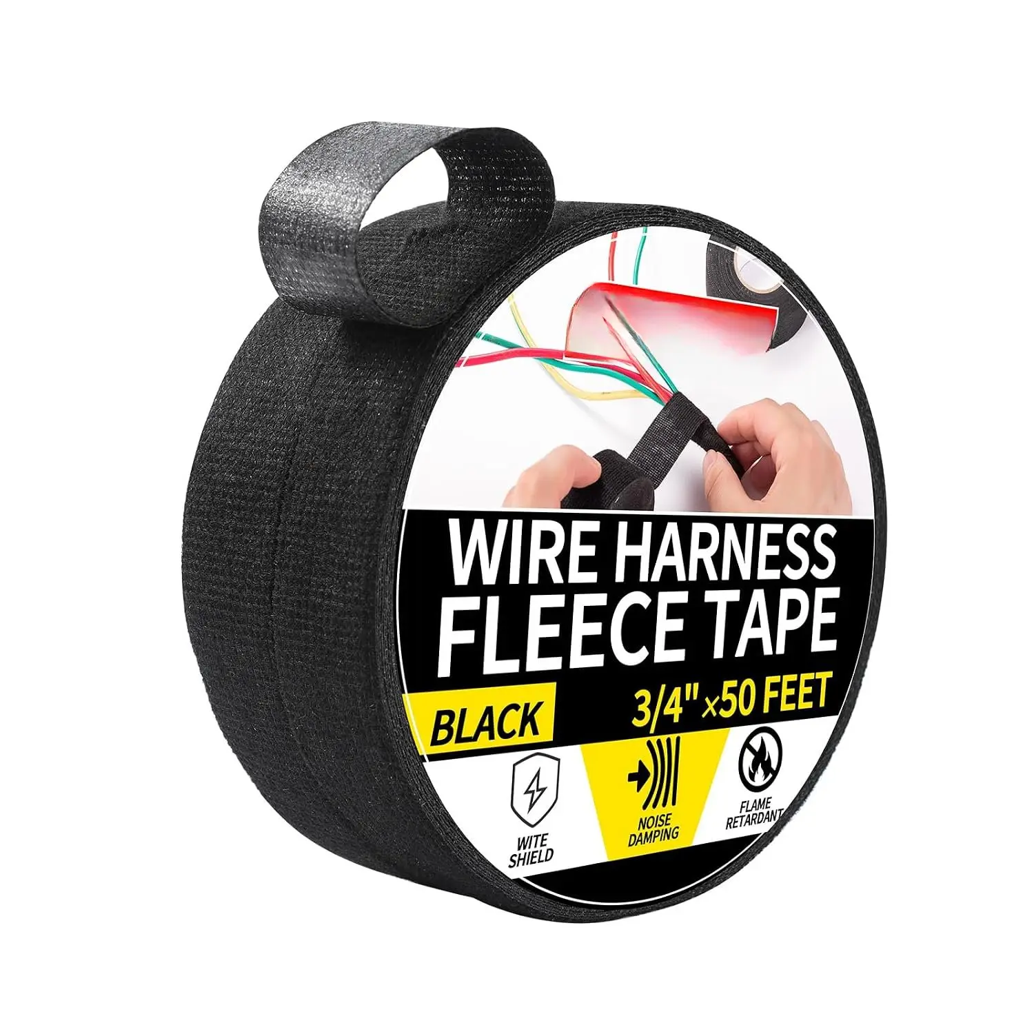 Cloth Electrical Tape Automotive Wire Harness Tape 3/4″x50′ 2Rolls | Heat Resistant Wire Loom Tape, Black Self Adhesive Fabric Tape,   Wrap Management,Noise Dampening, Insulation