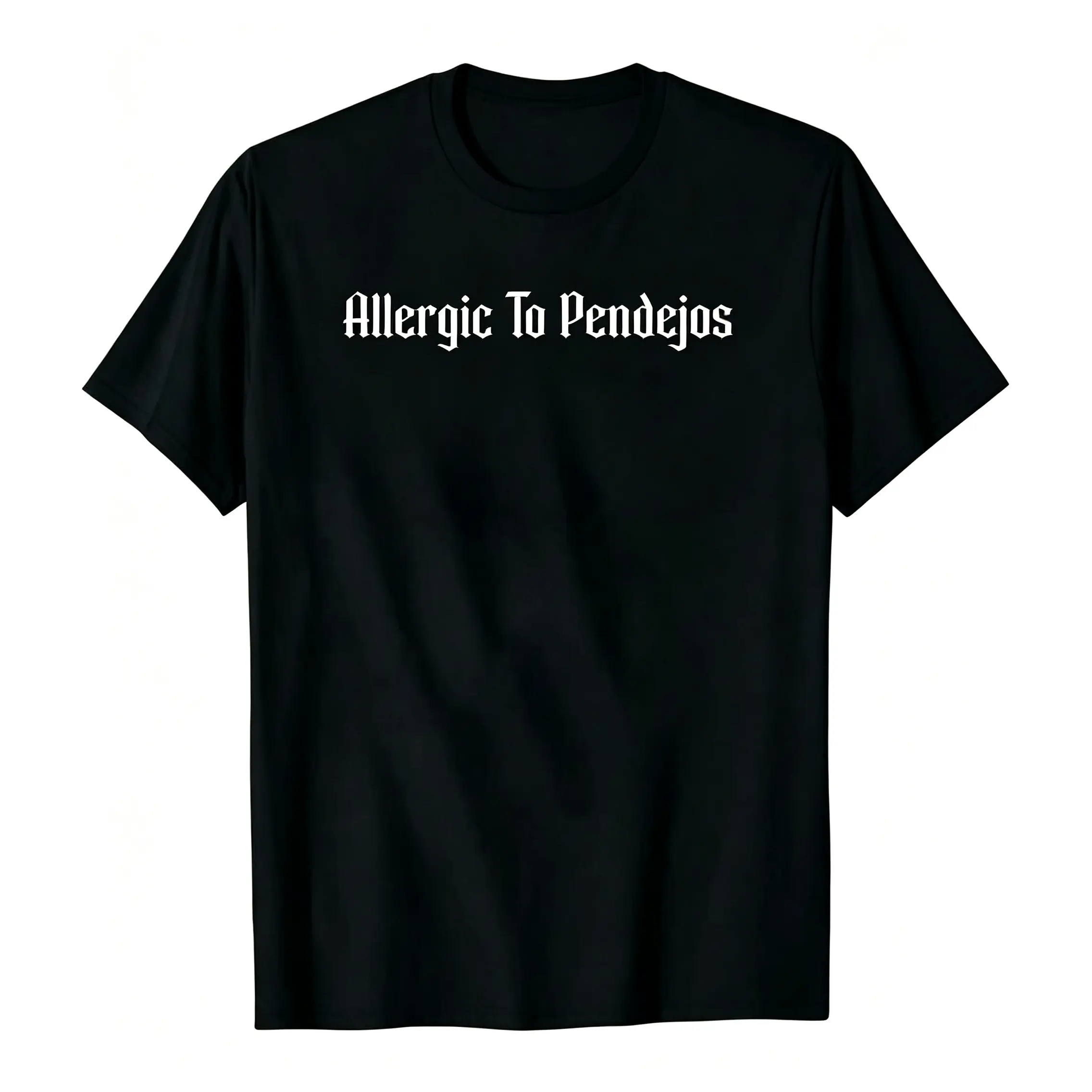 Unisex Graphic Short-Sleeve Round Neck T-Shirt, Latin Spanish Slang "Allergic To Pendejos" Funny Sarcastic Vintage Casual Everyday Sports Top, Shortsleeve