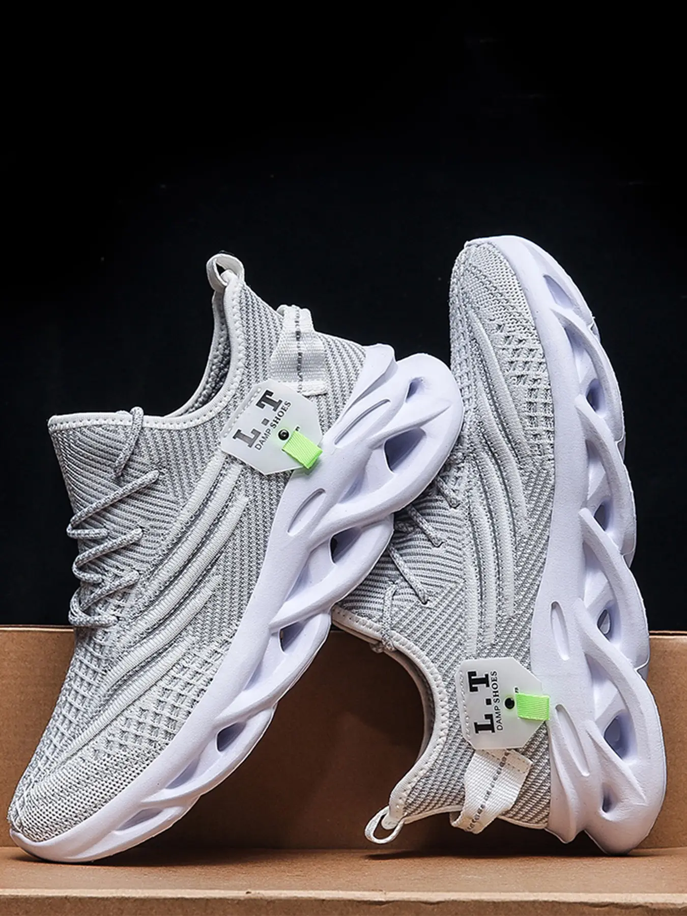 Men's Breathable Shock-Absorbing Sporty Running Shoes, Elastic Md Sole, Casual Sneakers for Jogging, Fitness, Walking, All Seasons Comfort
