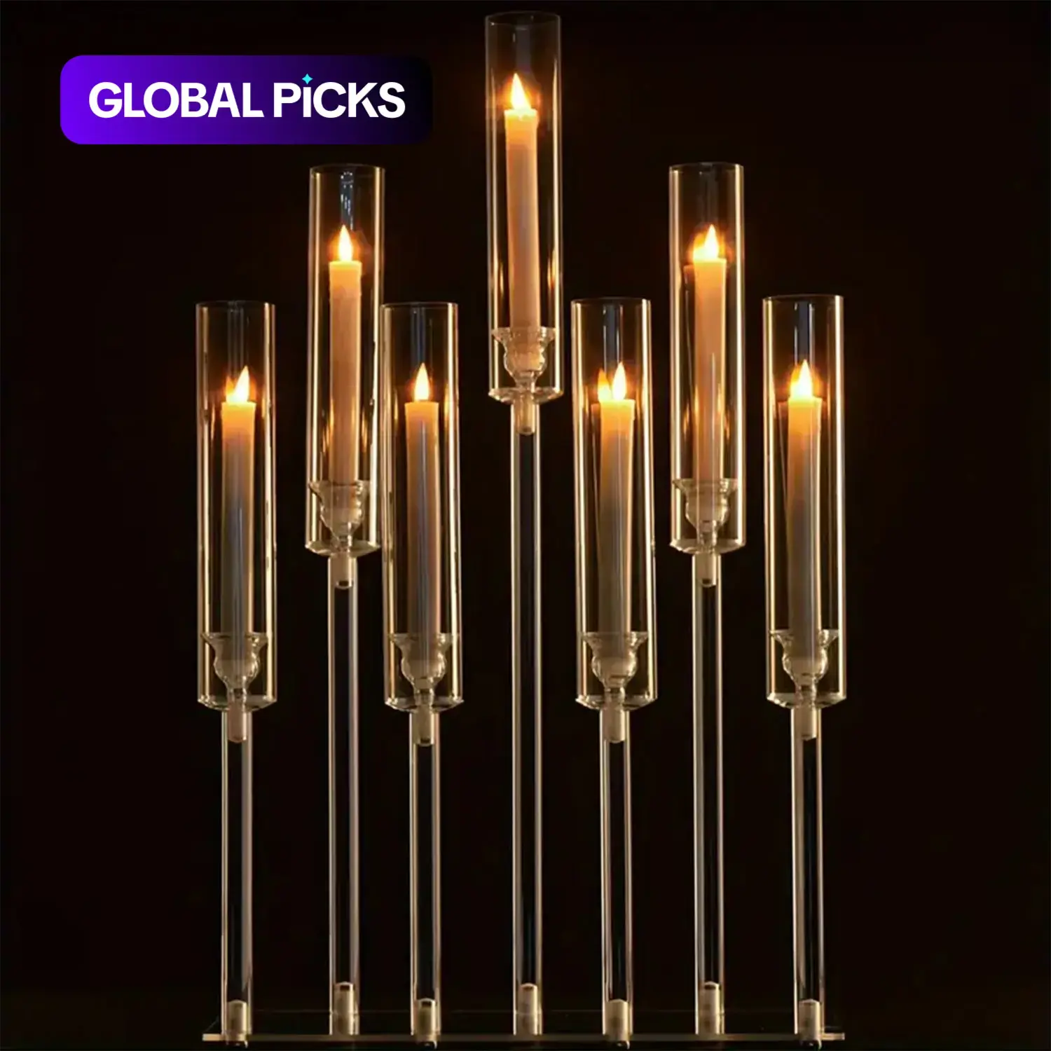 7-Arm Candlestick Holder, Transparent Acrylic Wedding Table Decor, Valentine's Day Dinner Decoration, Decoration Items, Holiday Party, Candle Stand, Candle Holders For Table Centerpiece, Home Decor, Home Accessories