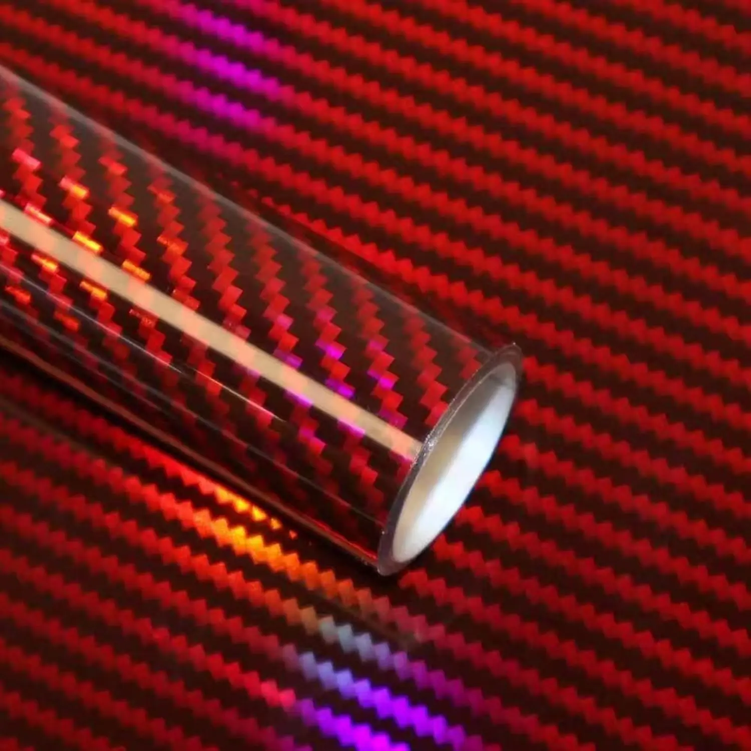 High Gloss Red Carbon Fiber Synthetic Vinyl Wrap Sheet Film - Self Adhesive, Air Release Function, Stretchable Interior/Exterior Automotive & Motorcycle Decal Sticker, Gloss Finish