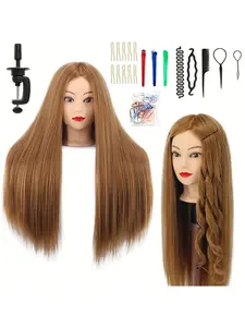 Synthetic Hair Styling Mannequin Head with DIY Set & Table Clamp, Perfect for Makeup Artists, Teenage Girls & Hairdressers Practice