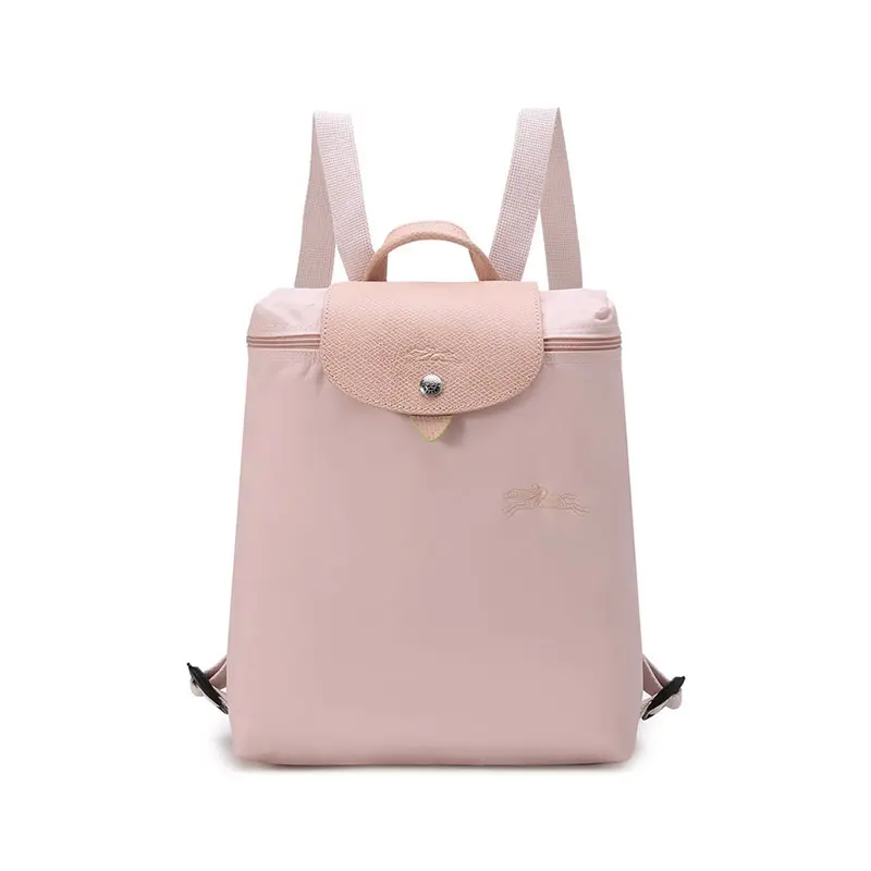Longchamp Le Pliage Green 26 Backpack with Zip-Flip Closure, Adjustable Strap, Recycled Canvas and Leather Trim, Women’s Style, Sakura Pink