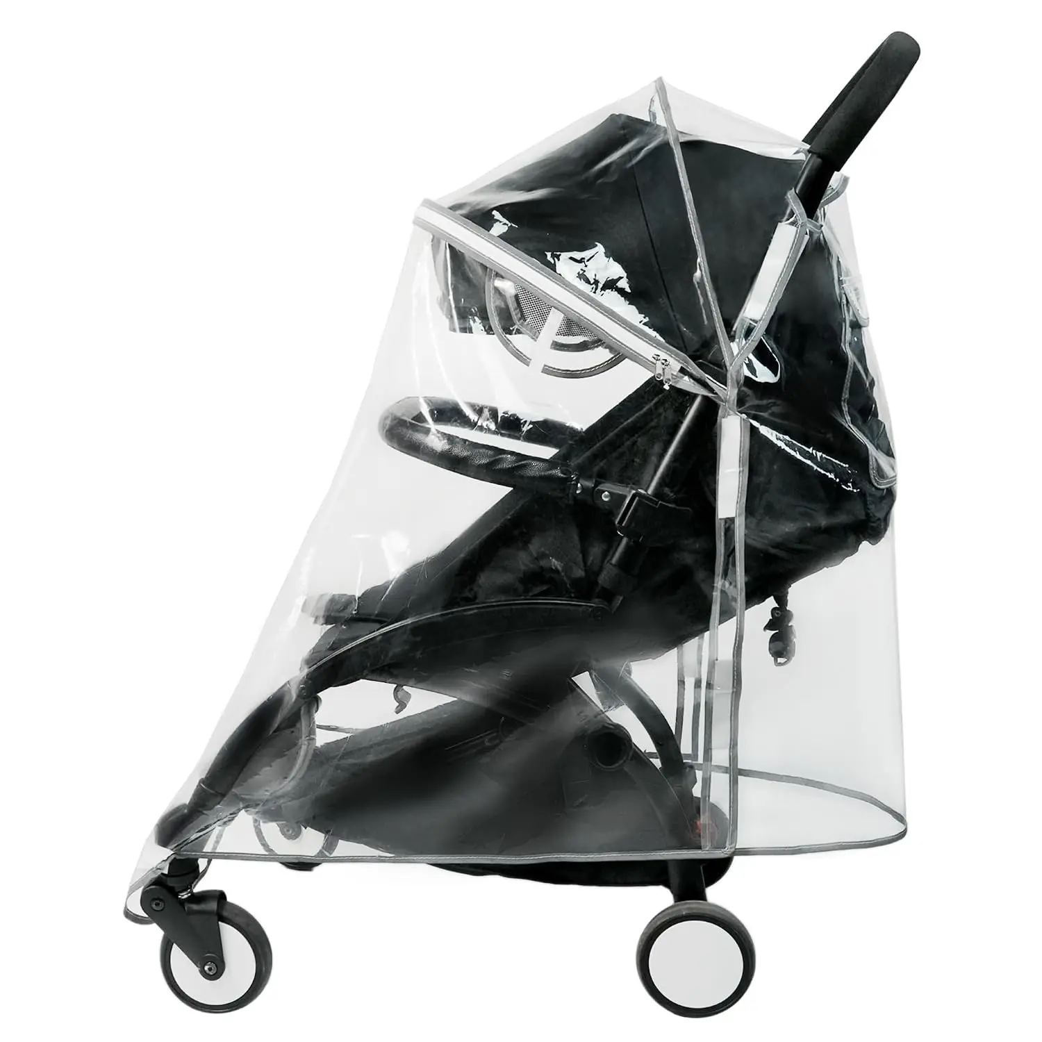 Thick EVA Rain Cover for Compact Foldable Stroller, Waterproof Weather Shield with Zipper Opening, Reflective Safety Edging & Full Coverage Design, Ideal for Urban Travel