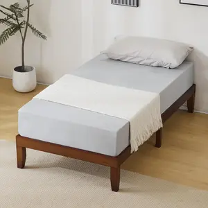Basic bed frame, painted finish, pine wood, coffee color, twin bed, 189*96.5*30.5cm, wooden single bed.
