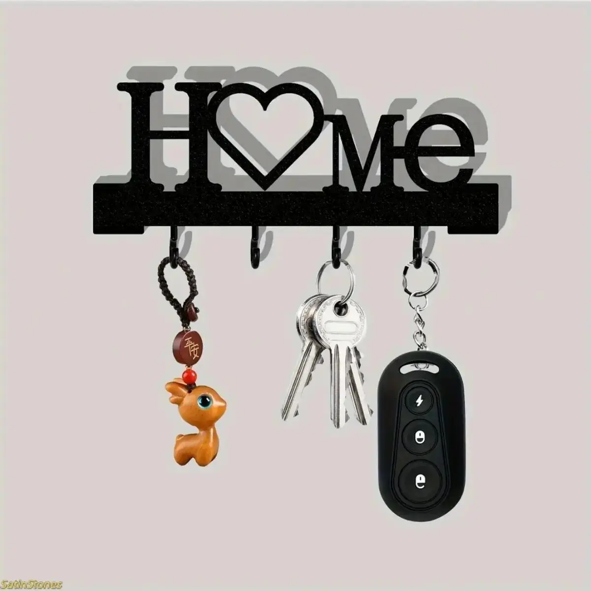 Decorative Heart-Shaped Resin Polyester Wall-Mount Key Hook - Hanging Organizer for Entryway Room, Durable Hanger for Keys, Bags & Home Decoration