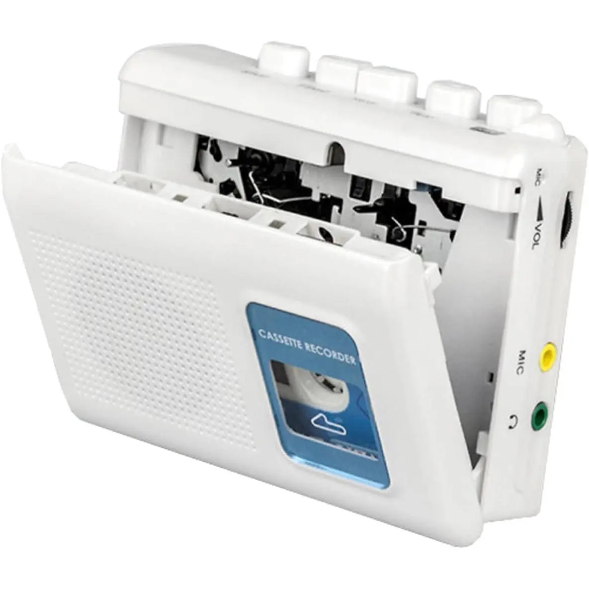 Portable Cassette Player Tape Recorder with Built-in Speaker, Microphone, Headphone Jack, Audio Function, Automatic Push Button, USB Port, 4.57x3.54x1.38in