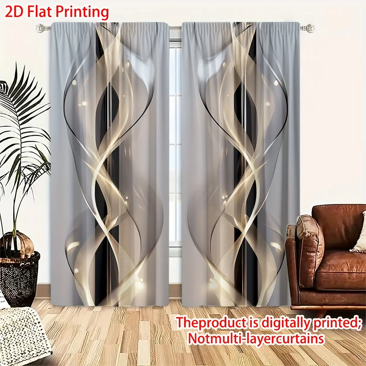 2-piece set, 2D flat non-layered curtains, made of polyester with-definition digital print art design, light-transmitting, suitable bedrooms, living rooms, offices, and home decoration,-penetrating design luxury magnetic attach fancy valance vortina blako