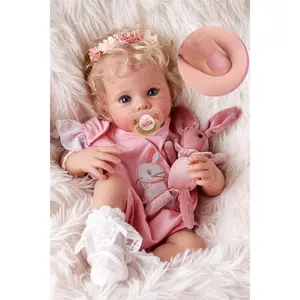 Reborn Baby Dolls - 17 Inch Soft Body Realistic Baby Doll Girl Lovely Awake Blond Curly Hair Girl Bebe Reborn de Silicona Real Life Baby Dolls with Gift Box  Kids Age 3+ Collectors