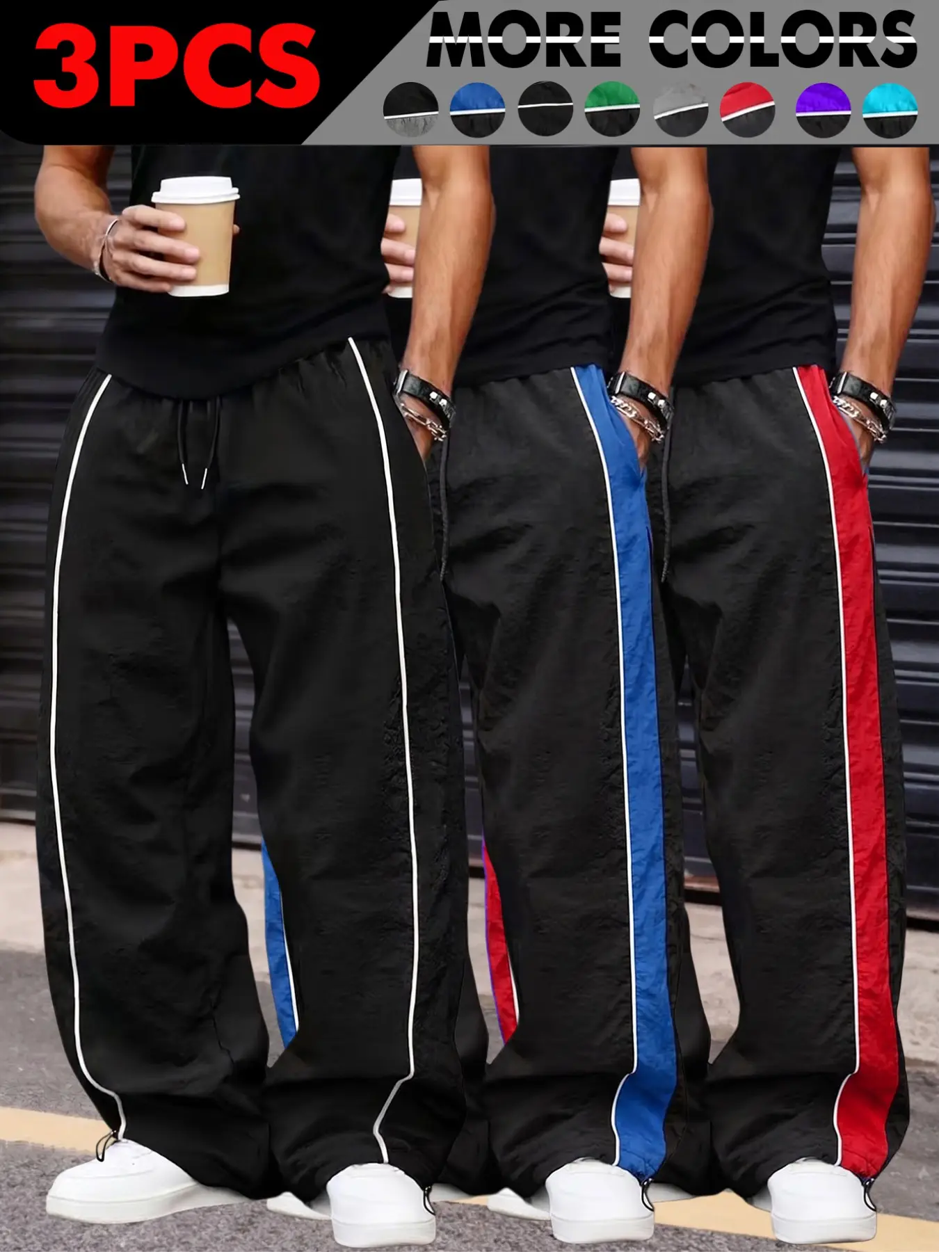 New Men's Casual Sport Pants, Everyday Bottoms, Loose Fit, Elastic Waistband, Lightweight Polyester Fabric, Perfect for Daily Wear, Simple and Versatile Design, Seasonal Appeal