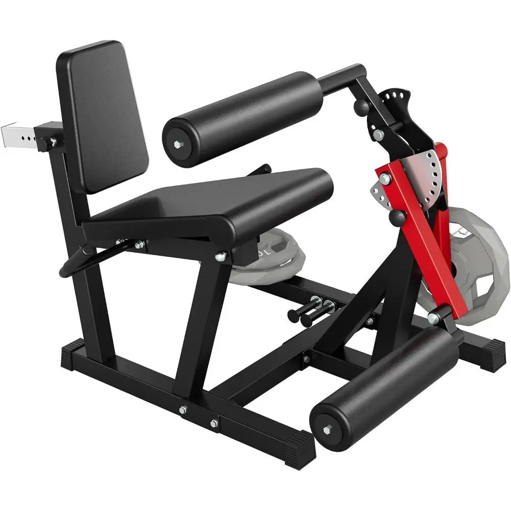 4-in-1 Leg Extension and Curl Machine with Leg Press, 700Lbs Weight Capacity Adjustable Home Gym Lower Body Workout Equipment (Red and Black), Leg Press Machine