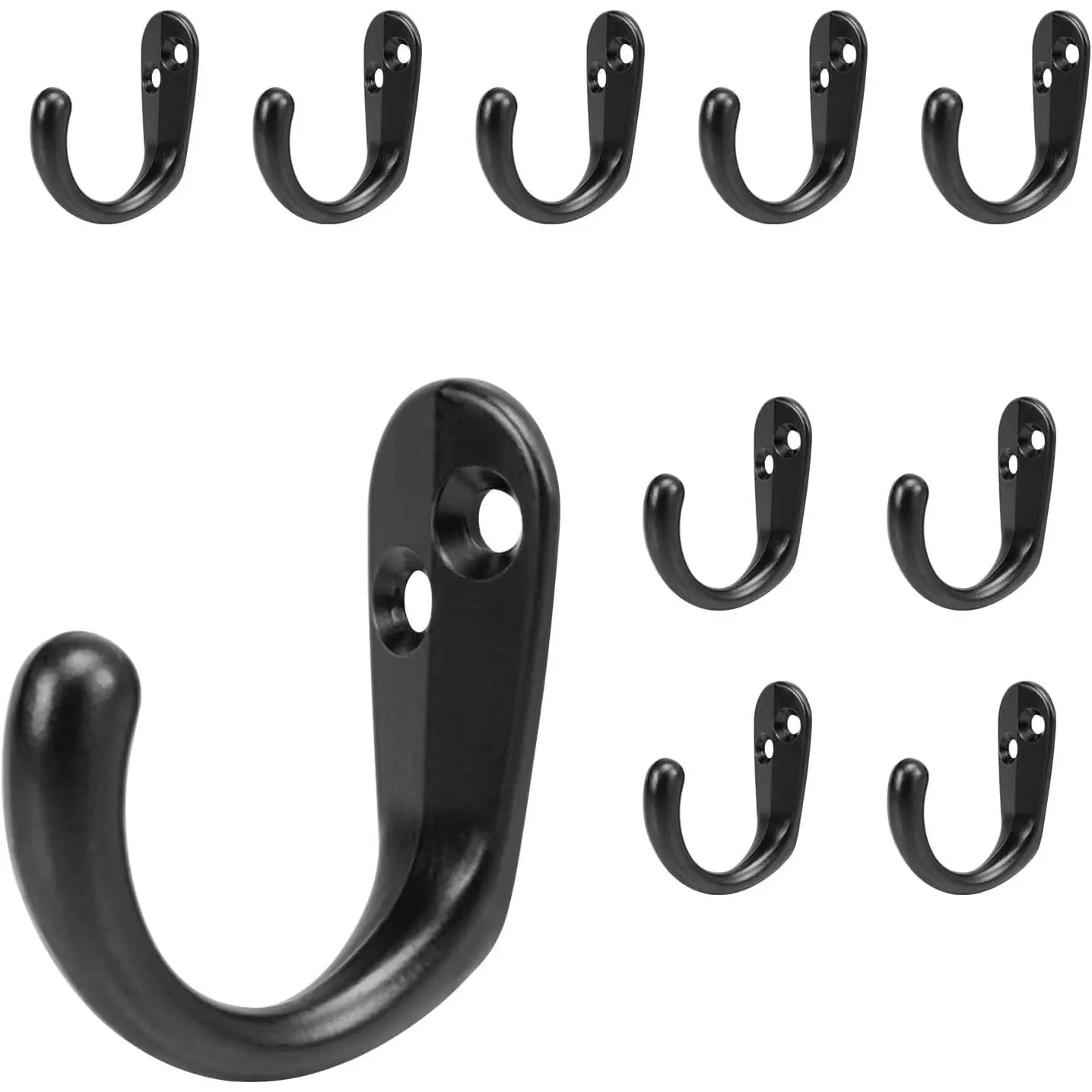 Coat Hooks Wall Mounted - Heavy Duty Metal Single Prong Robe Hanger Rustproof Wall Hooks for Towel Hat Key Bag  Bathroom, Kitchen, Livingroom(10 Pack, Matte Black)