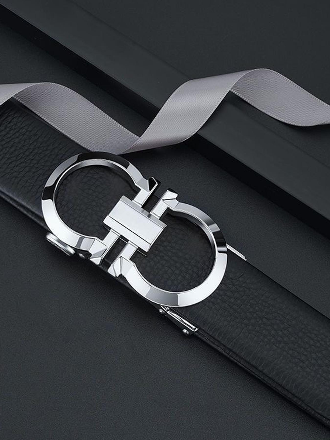 2026 New Arrival Men's PU Leather Belt, Automatic Buckle Business Casual Belt, All-Season Textured Design Men's Belt, Belt with Buckle