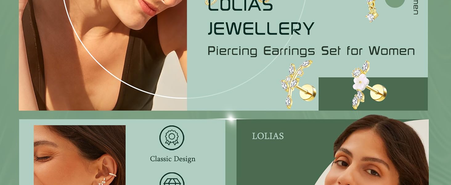 LOLIAS 12Pcs 16Gauge Cartilage Earrings for Women Flat Back-Hypoallergenic Surgical Stainless Steel Stud Hoop Cartilage Earring Set Daith Conch Tragus Helix Piercing Jewelry Single PC