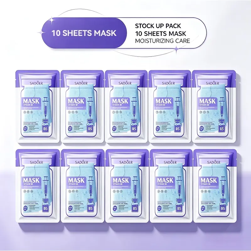 10 Sheets Vitamin B5 HA Freeze Dried Mask 3g Each Deep Hydration Moisturizer Soothing Facial Mask Gift Set For Girlfriend Holiday Present