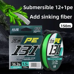 150m Sinking 12+1 braided core Dyneema main line for lure fishing, ultra-smooth, long-distance casting, wear-resistant sinking PE line