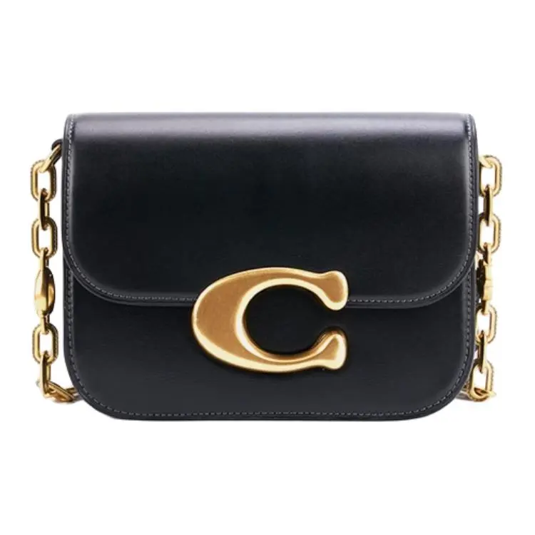 COACH IDOL 21 Small Crossbody Shoulder Bag for Women, Genuine Leather with Gold Logo and Magnetic Closure, Black