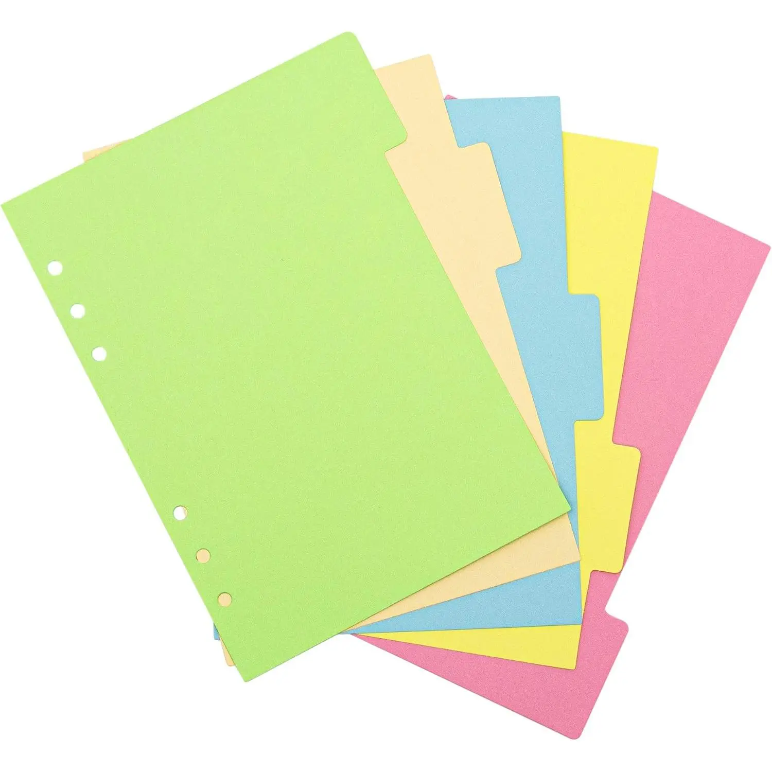 , 3 Sets A5 Size 6 Holes Ring Paper Divider Binder Index Page Tab Cards for Travel Diary Notebook Journal
