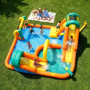 VOWNER Inflatable Water Slide: 8 in 1 Water Bounce House, Extra Large 16.2 * 12.6ft Deluxe Water Park, 2 Splash Pools, 2 Slides, 2 Climbing Walls with 550W Blower for 3-8 Years Kids Outdoor Backyard