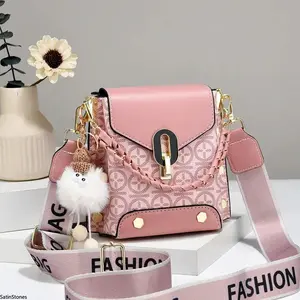 Fashionable Crossbody Bag for Women, Small Cell Phone Purse with Wide Adjustable Strap, Solid Color Shoulder Handbag with Accessory, Purses