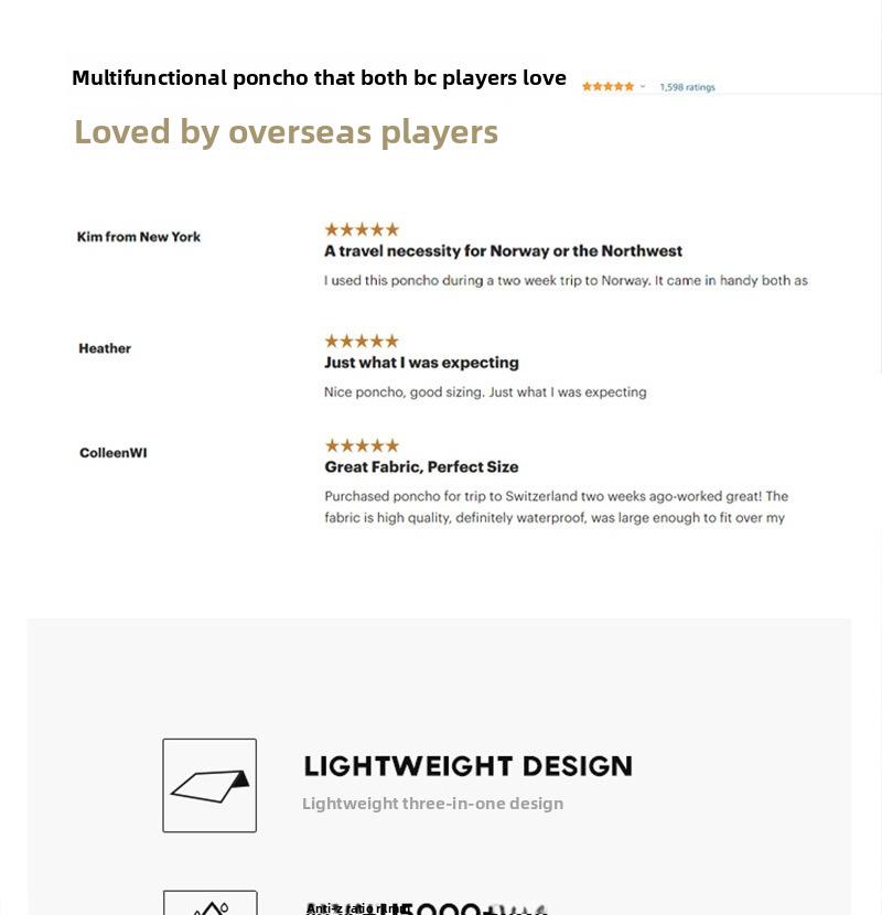 Multipurpose cape raincoat riding outdoor hiking waterproof cape breathable adult tactical poncho